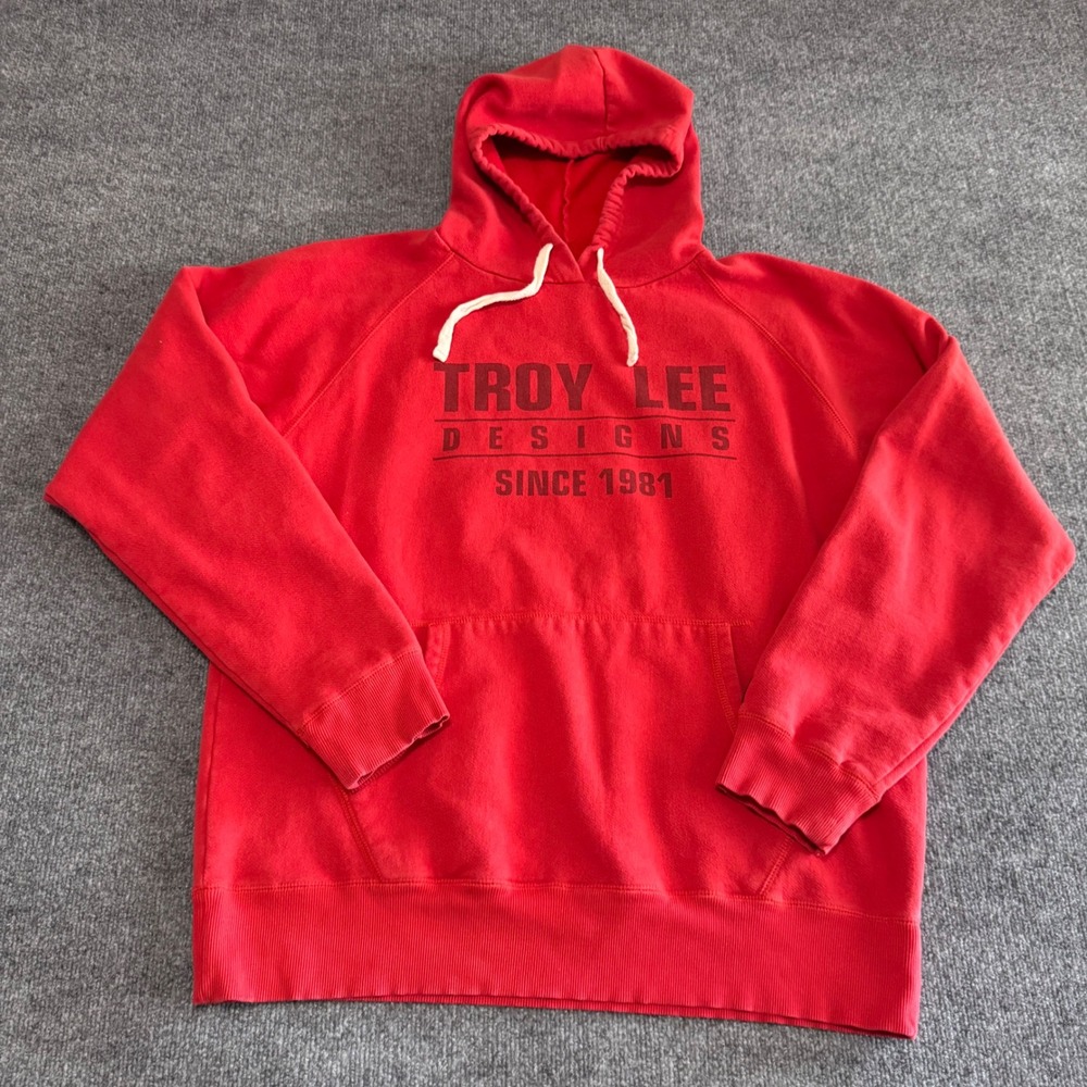 Troy Lee Designs Mens XL Red Graphic Hoodie Pullover Since 1981 Raglan Sleeve